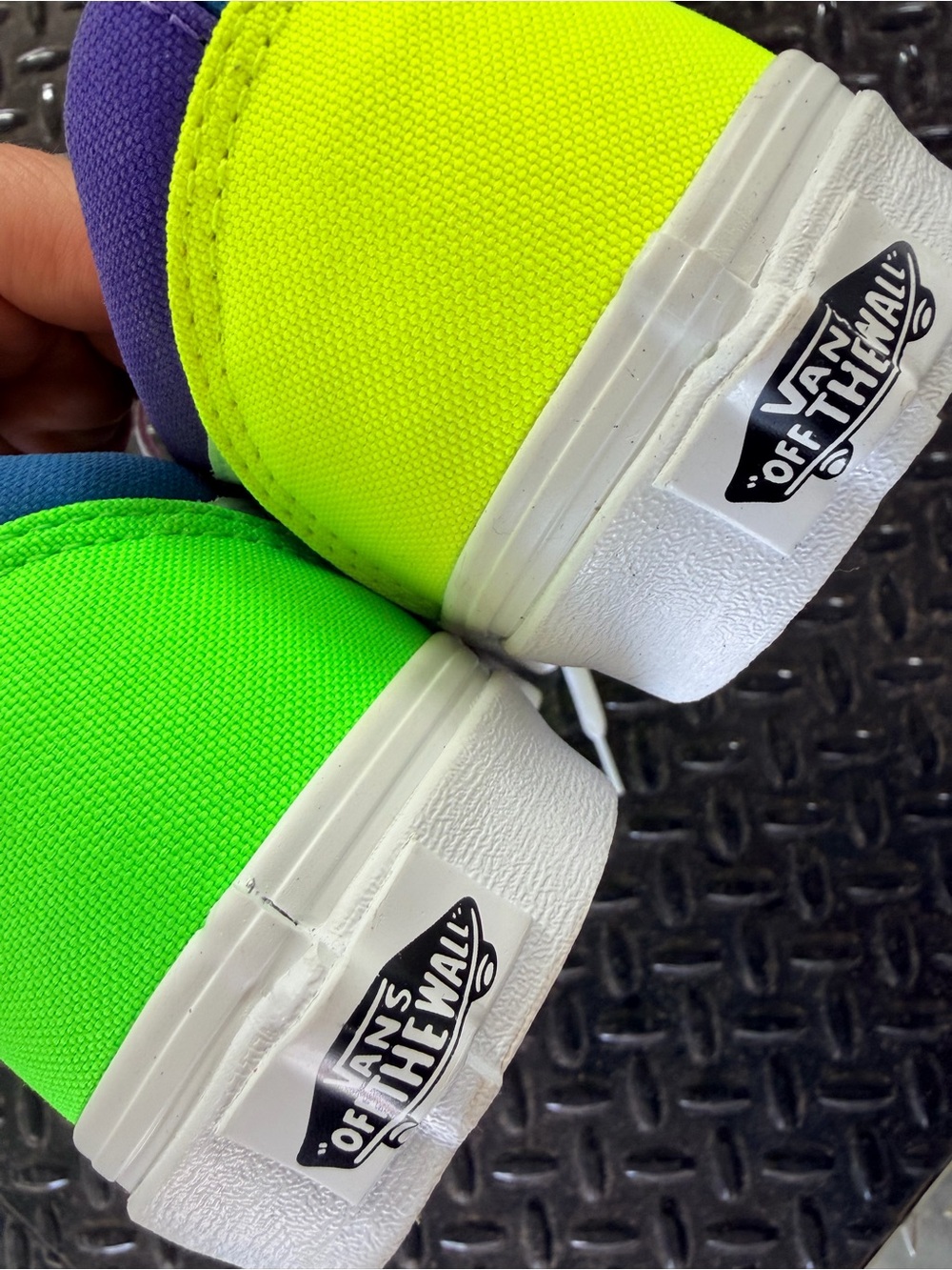 Vans Multicolor Neon Pink Blue Purple Green Low-Top Sneakers - Picture 4 of 5